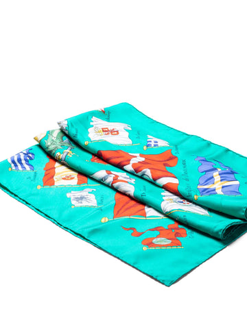 Hermes Silk Pavois Scarf 90 Green-designer resale