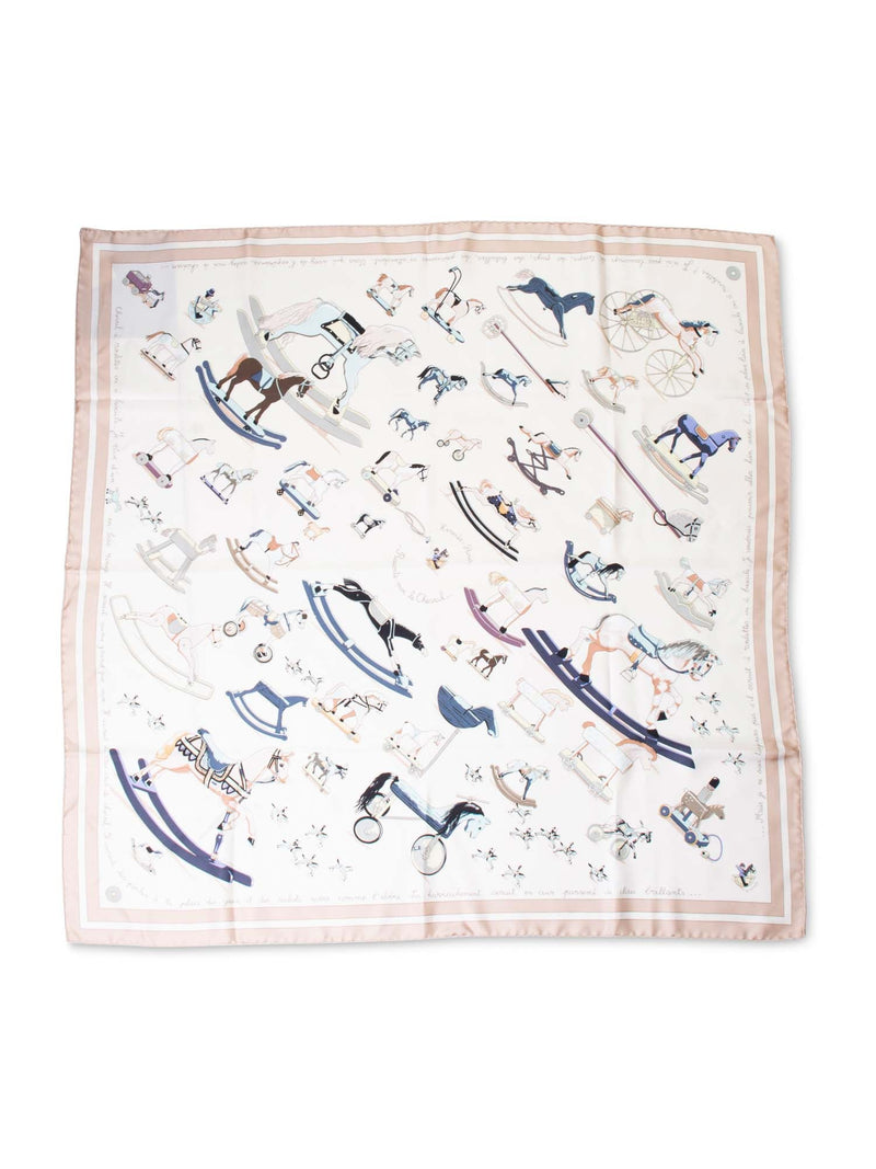 Hermes Silk Raconte-Moi Cheval Scarf Taupe 90-designer resale