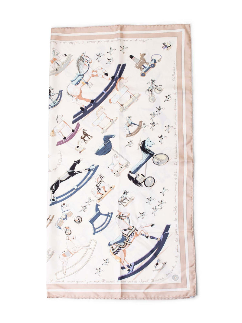 Hermes Silk Raconte-Moi Cheval Scarf Taupe 90-designer resale
