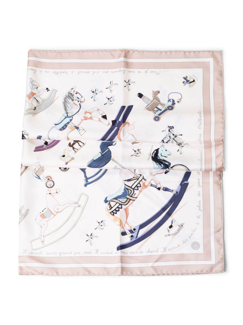 Hermes Silk Raconte-Moi Cheval Scarf Taupe 90-designer resale