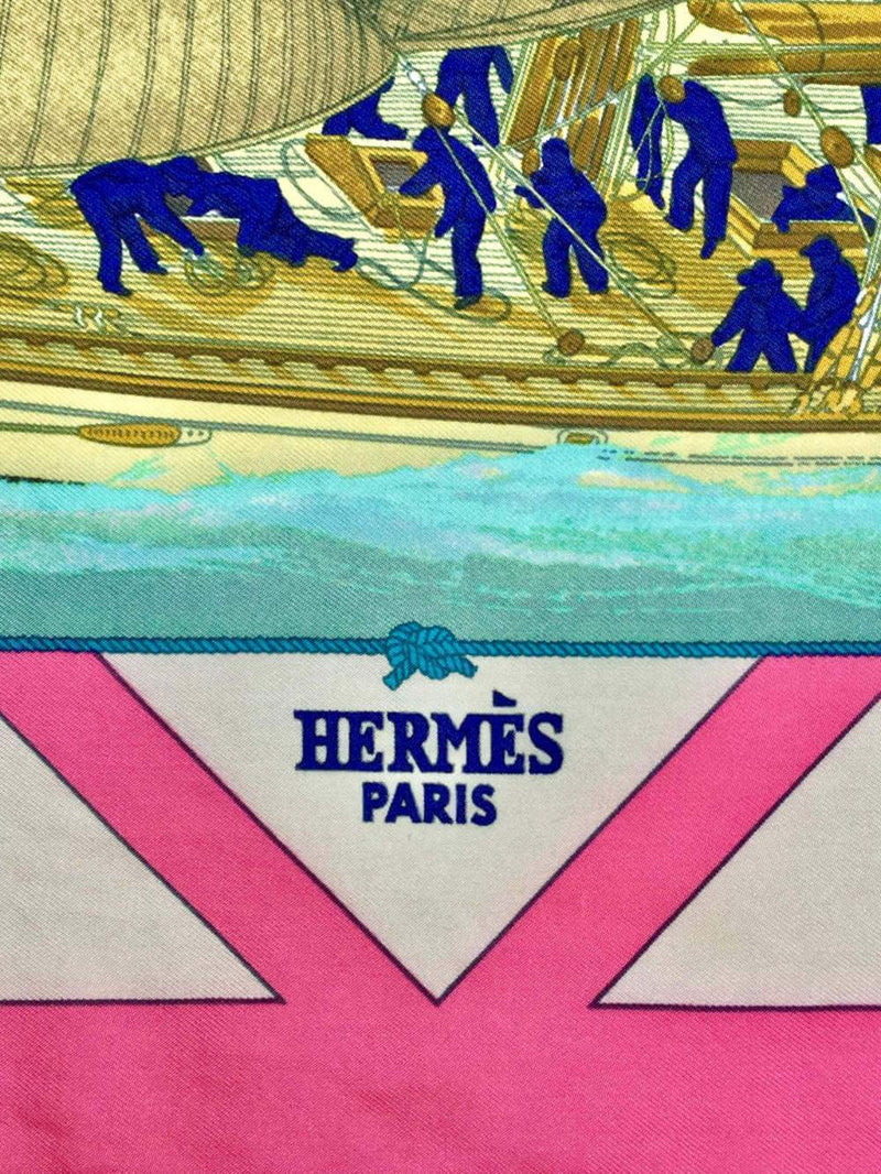 Hermes Silk Rafales Scarf 90 Blue-designer resale