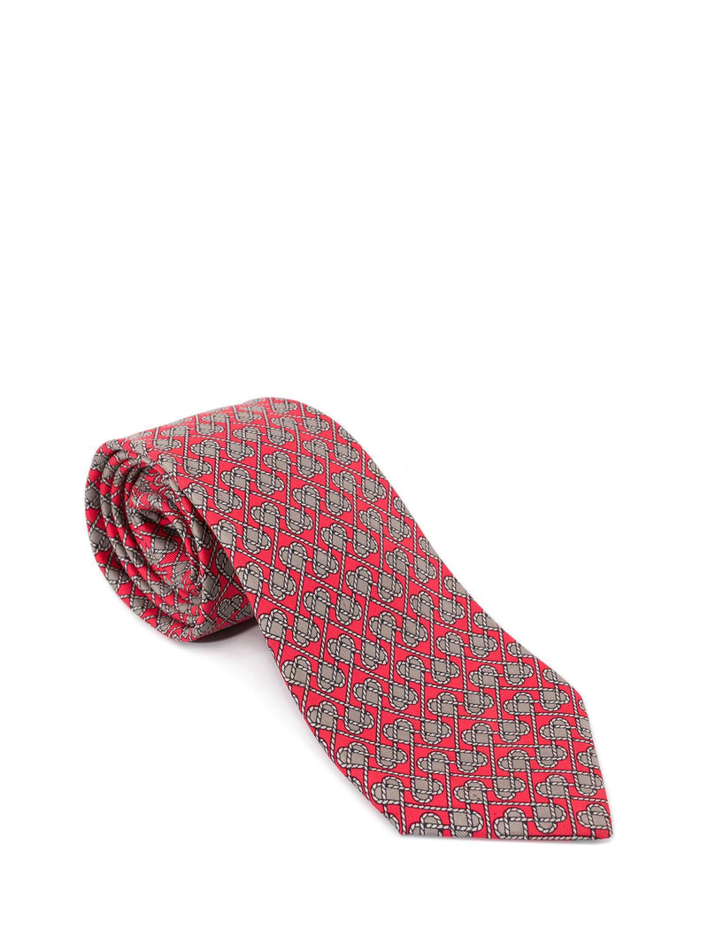 Hermes Silk Rope Hearts Tie Red-designer resale