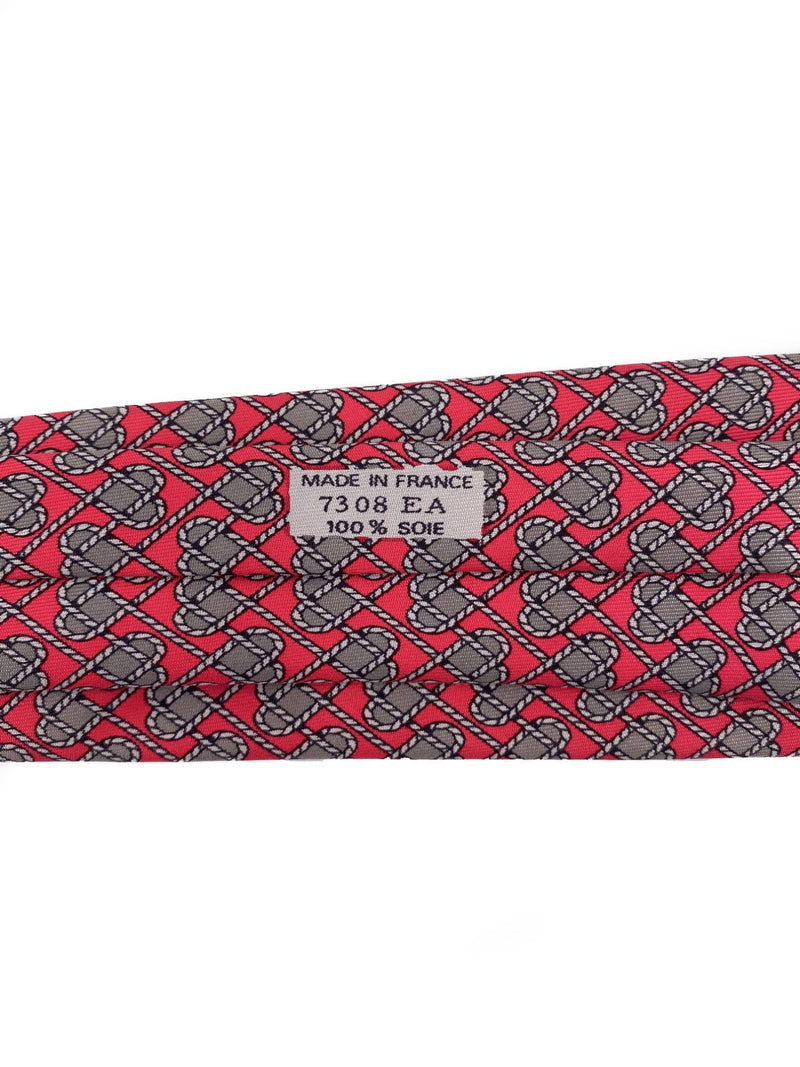 Hermes Silk Rope Hearts Tie Red-designer resale