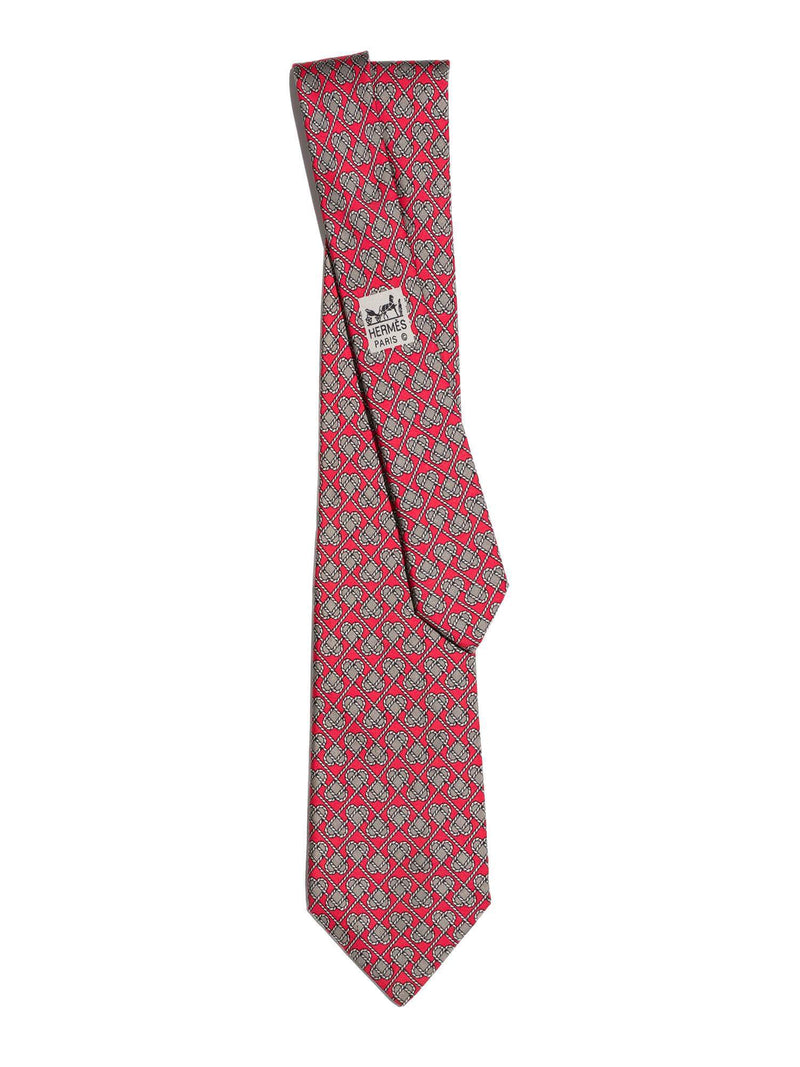 Hermes Silk Rope Hearts Tie Red-designer resale