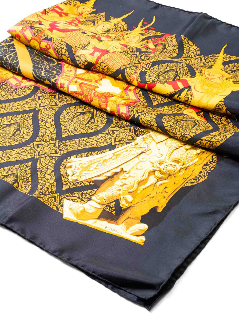Hermes Silk Siam Thailand Scarf Red Black 90-designer resale