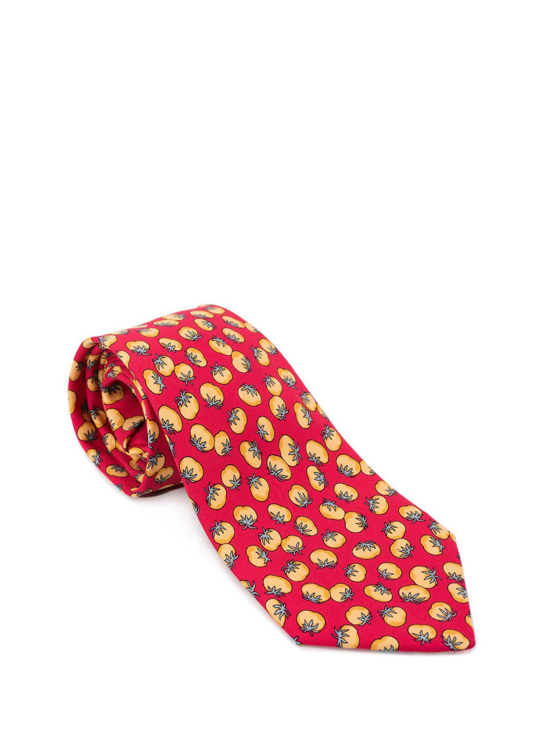 Hermes Silk Tomato Tie Red-designer resale