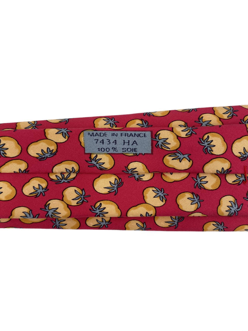 Hermes Silk Tomato Tie Red-designer resale