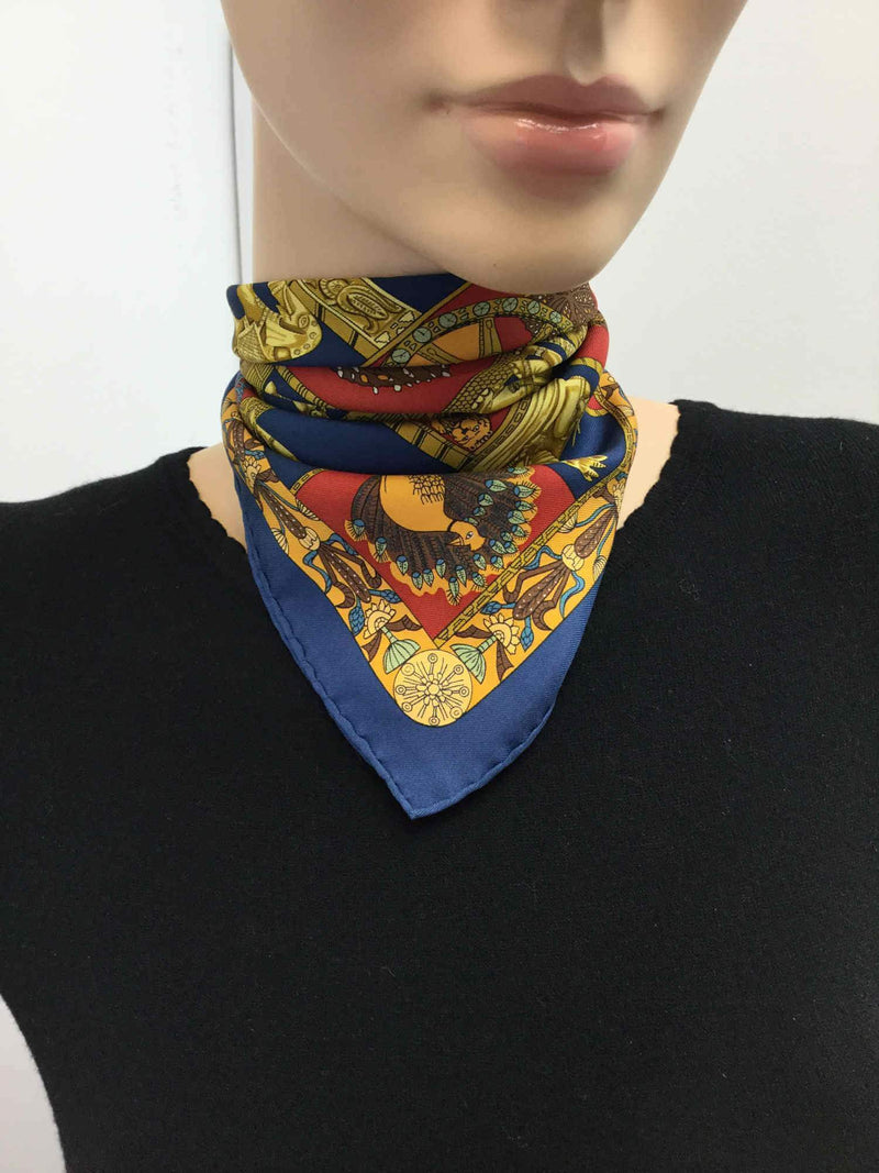 Hermes Silk Torana Small Scarf Blue-designer resale