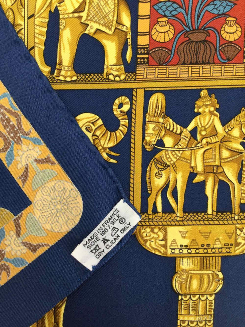 Hermes Silk Torana Small Scarf Blue-designer resale