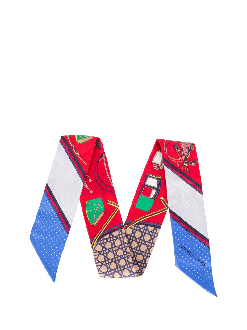 Hermes Silk Twilly Scarf Multicolor Red Blue-designer resale