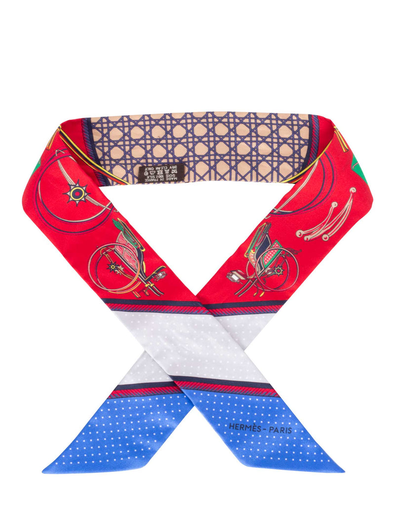 Hermes Silk Twilly Scarf Multicolor Red Blue