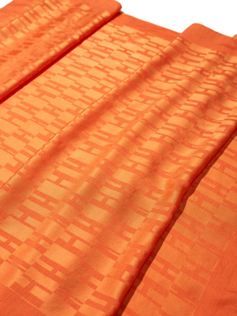 Hermes Silk Wool Faconnee Grand H Scarf Orange-designer resale