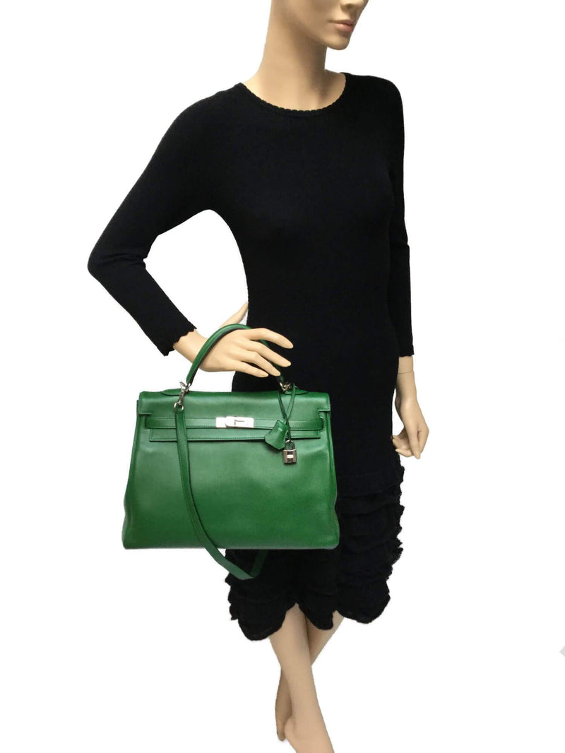 Hermes Swift Kelly Retourne 35 Green-designer resale