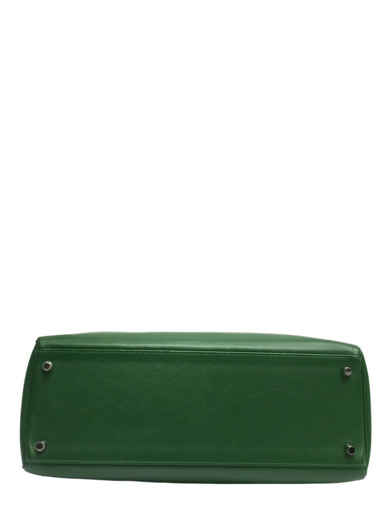 Kelly 35 leather handbag Hermès Green in Leather - 21519483