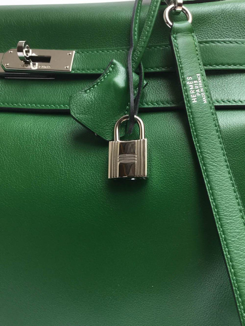 HERMES Swift leather Kelly 32 silver buckle handle shoulder bag