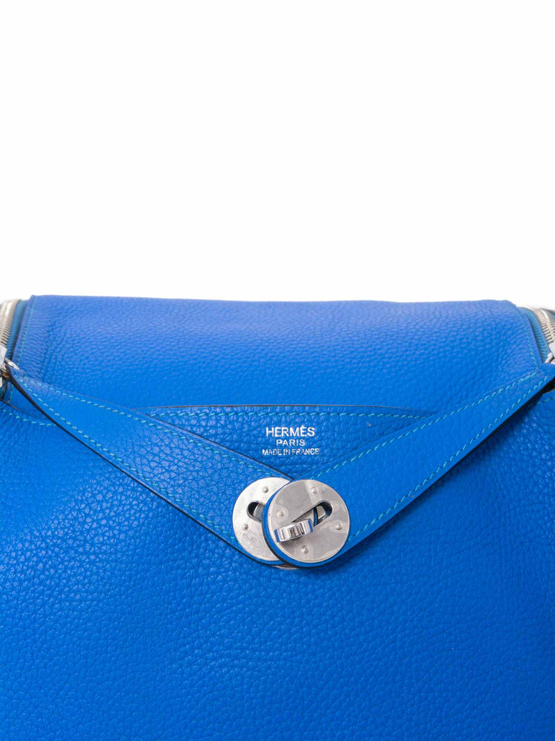 Hermes Taurillon Clemence Lindy 30 Blue-designer resale