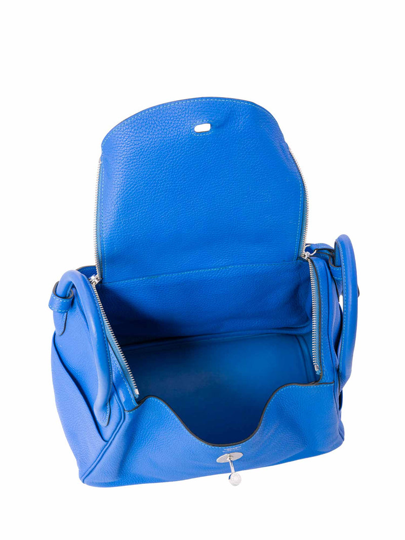 Hermes Taurillon Clemence Lindy 30 Blue-designer resale