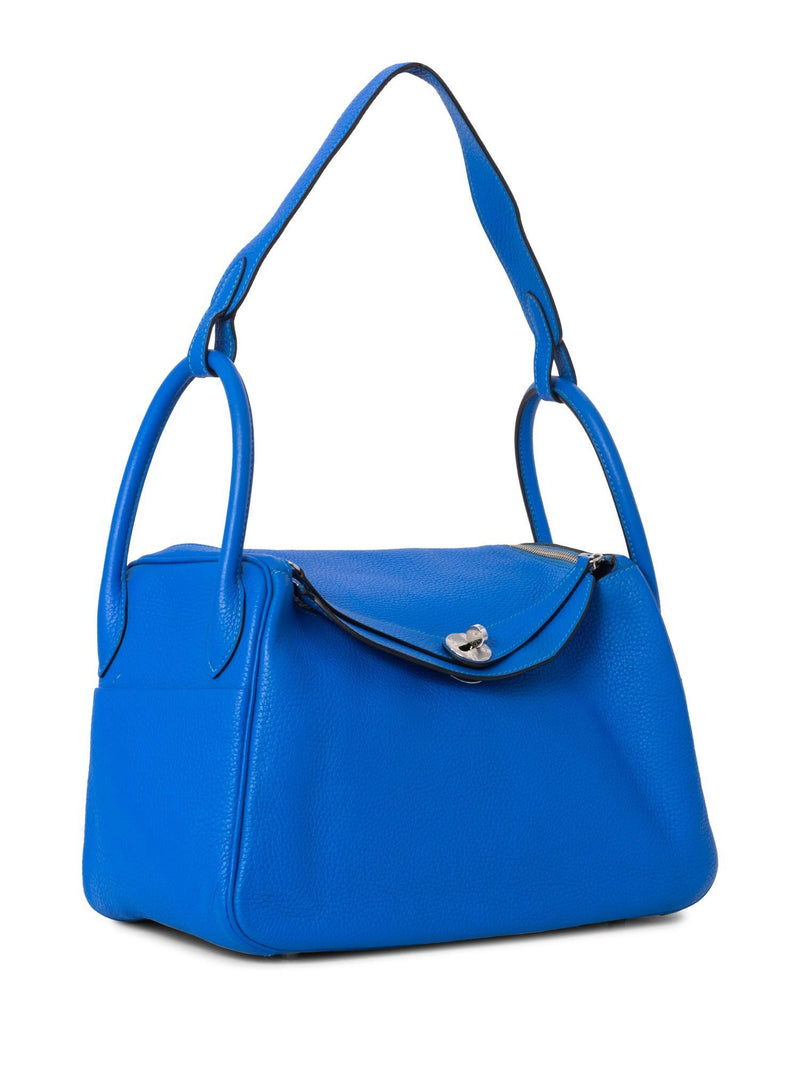 Hermes Taurillon Clemence Lindy 30 Blue-designer resale