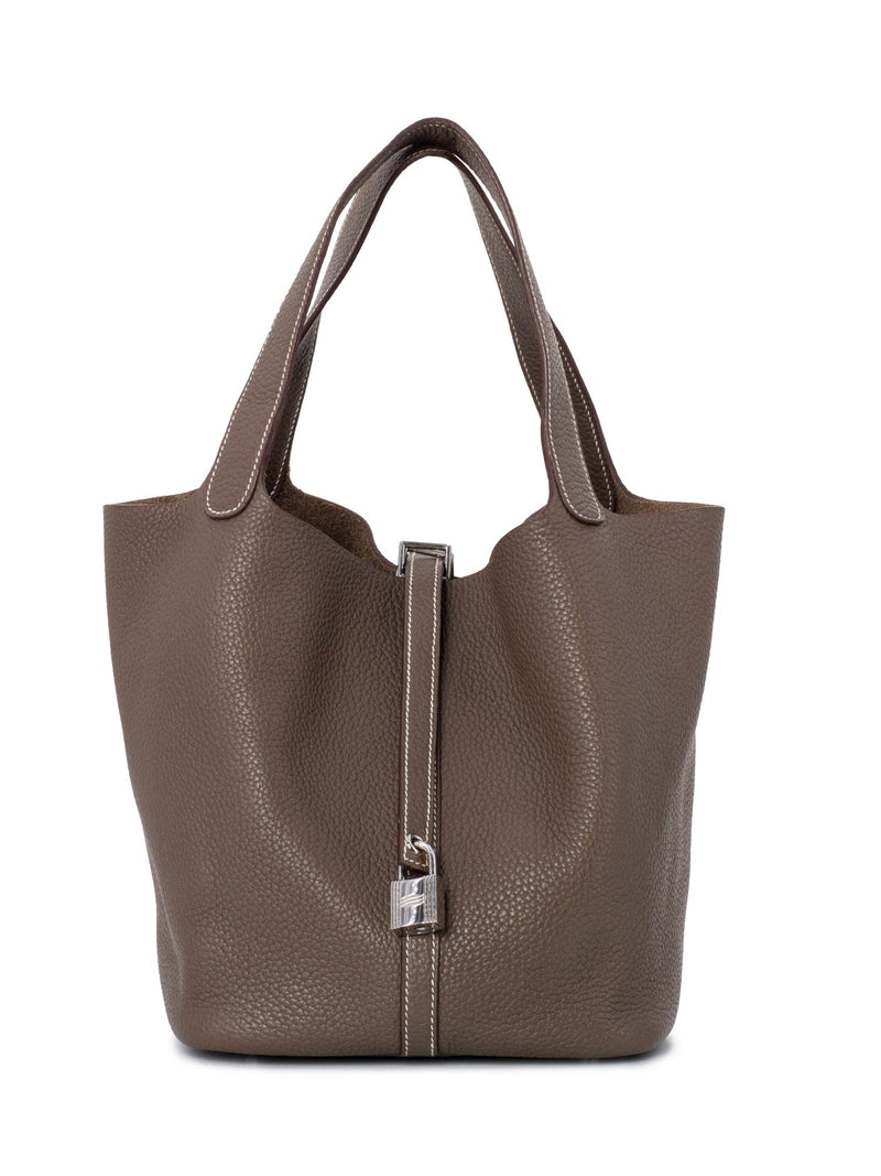 Hermes Picotin Lock 18 Bag Etoupe Clemence Tote Palladium Hardware