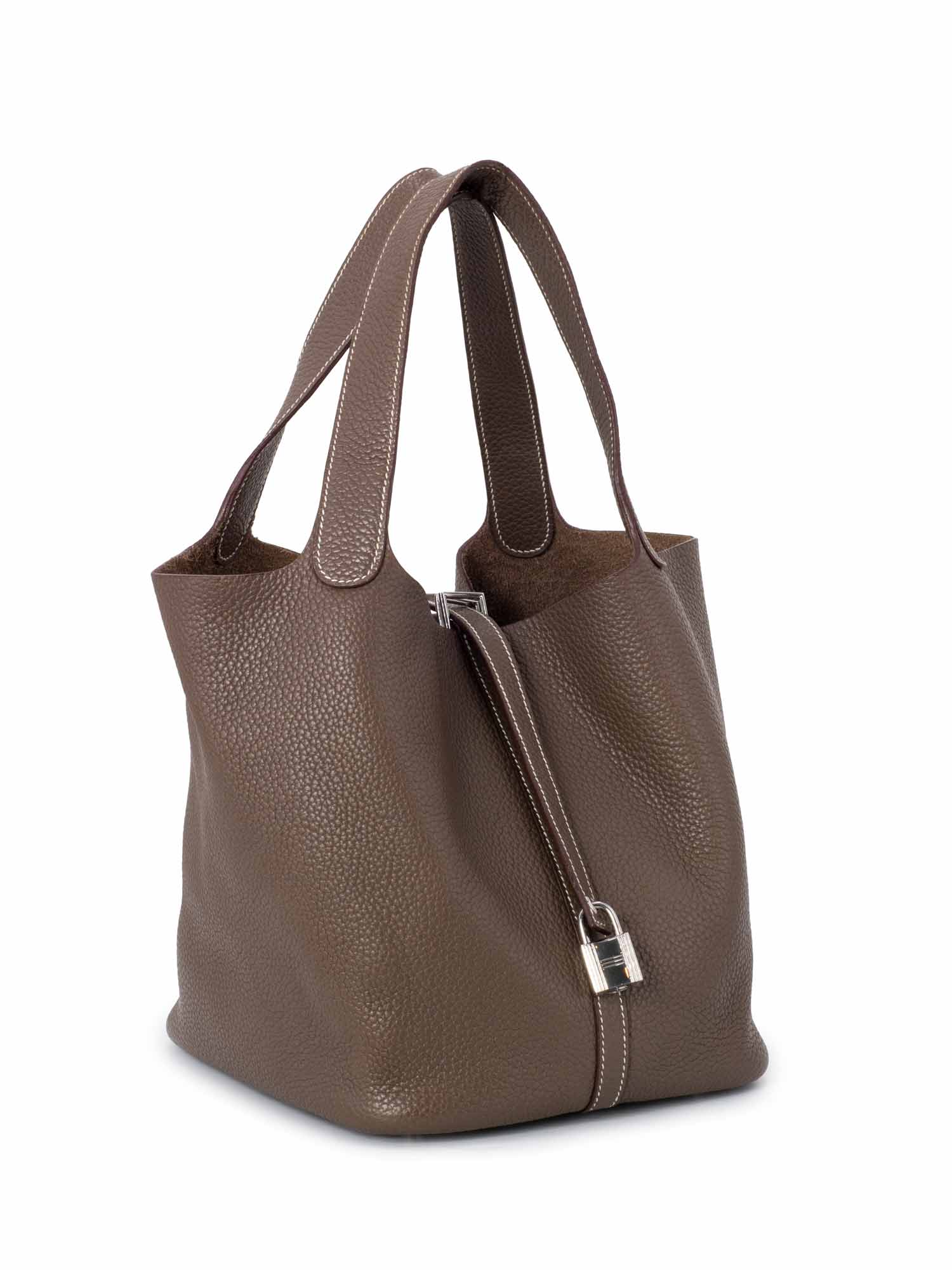 Hermes Taurillon Clemence Picotin Lock 22 MM Taupe-designer resale