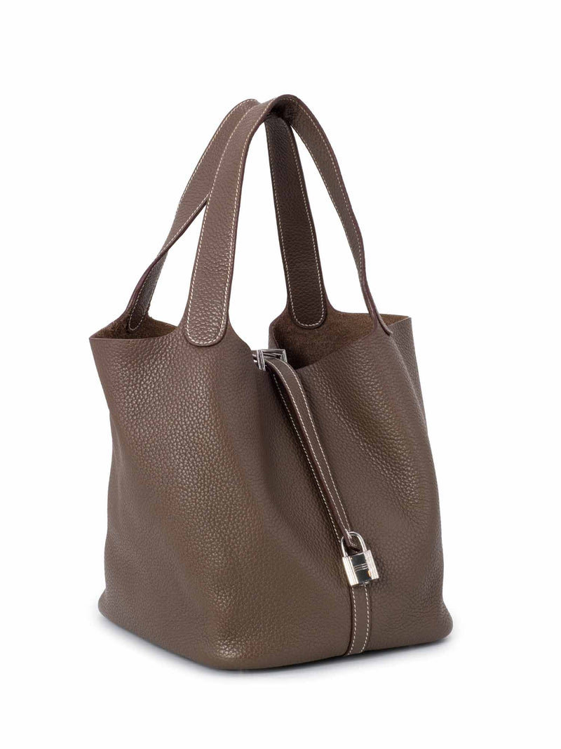 Hermes Taurillon Clemence Picotin Lock 22 MM Taupe-designer resale