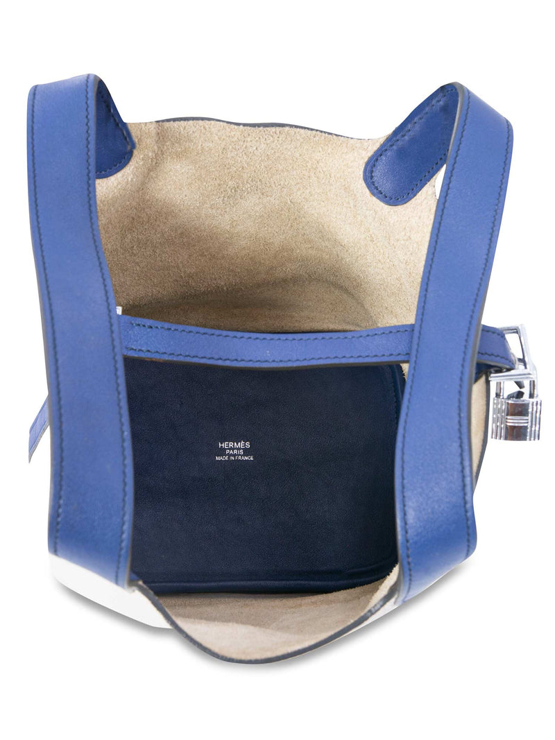 Hermes Taurillon Clemence Picotin Lock Bag 18 PM Blue Taupe-designer resale