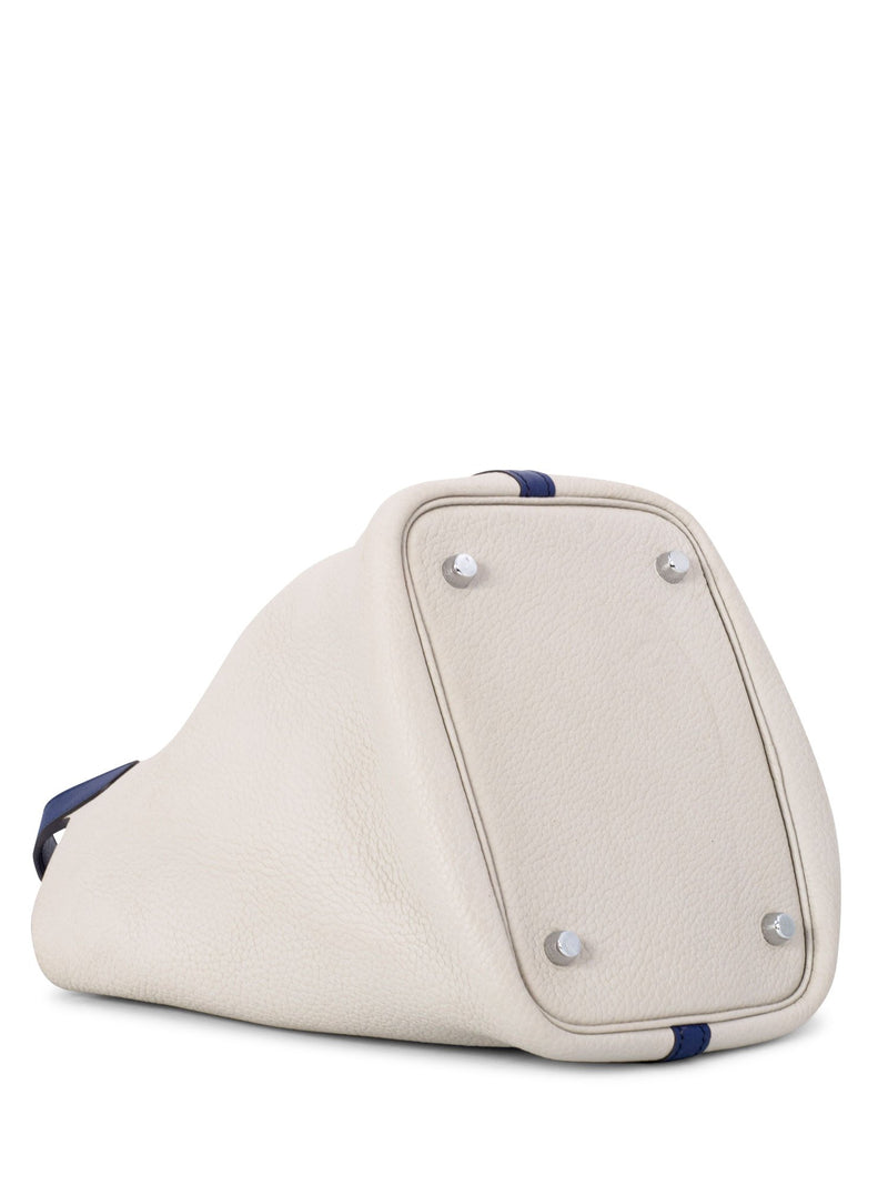 Hermes Taurillon Clemence Picotin Lock Bag 18 PM Blue Taupe-designer resale