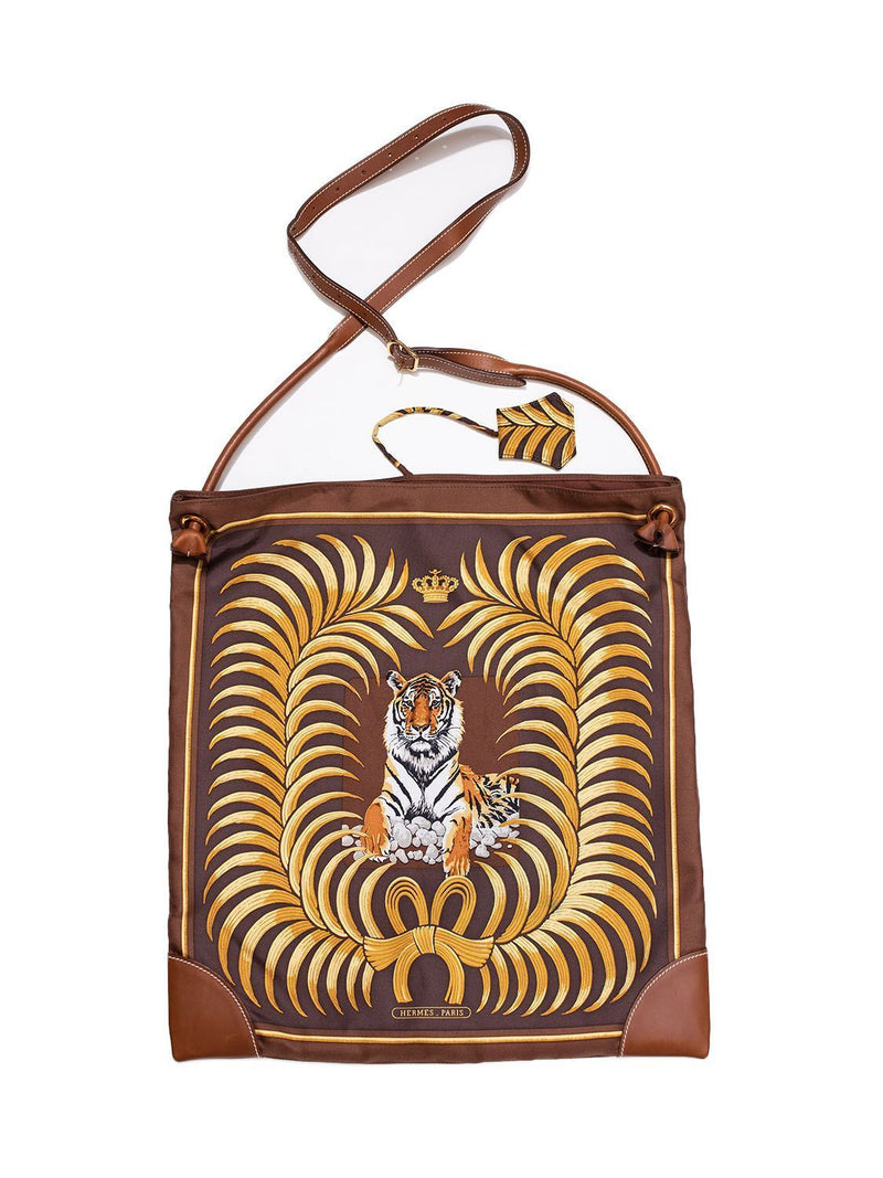 Hermes Tiger Print Silky City Messenger Bag Brown-designer resale