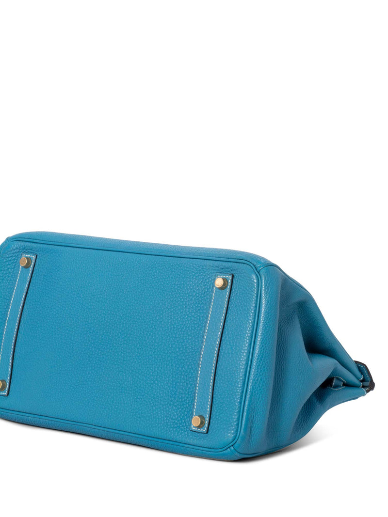Hermes Togo Leather Birkin Bag 35 Blue Azur-designer resale