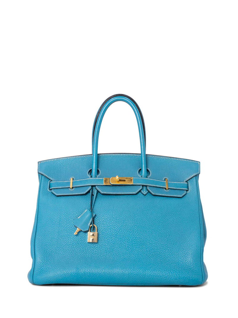 Hermes Togo Leather 35 Centimeter Birkin Bag Blue Colvert - Luxury In Reach