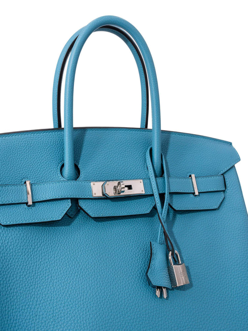 Hermes Togo Leather Birkin Bag 35 Blue Azur-designer resale