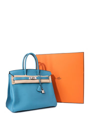Hermès Hermes Birkin handbag 35 cm in blue Togo leather Jeans ref