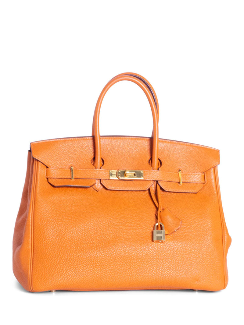 Hermes Togo Leather Birkin Bag 35 Orange