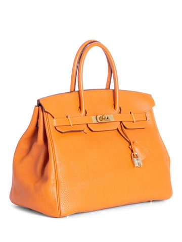 Hermes Togo Leather Birkin Bag 35 Orange-designer resale