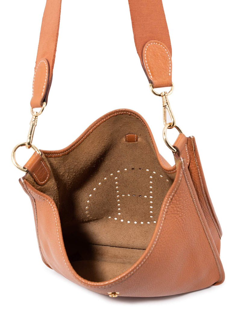 Hermes Togo Leather Evelyne Messenger Bag MM Brown-designer resale