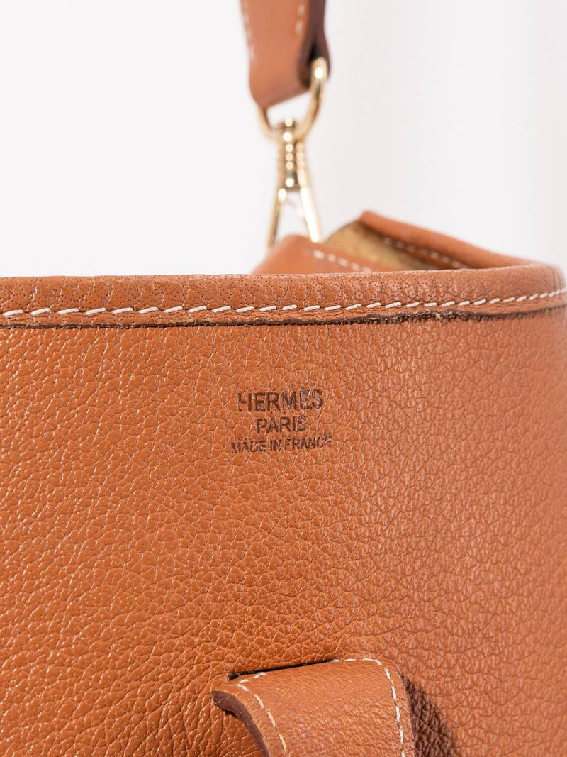 Hermes Togo Leather Evelyne Messenger Bag MM Brown-designer resale