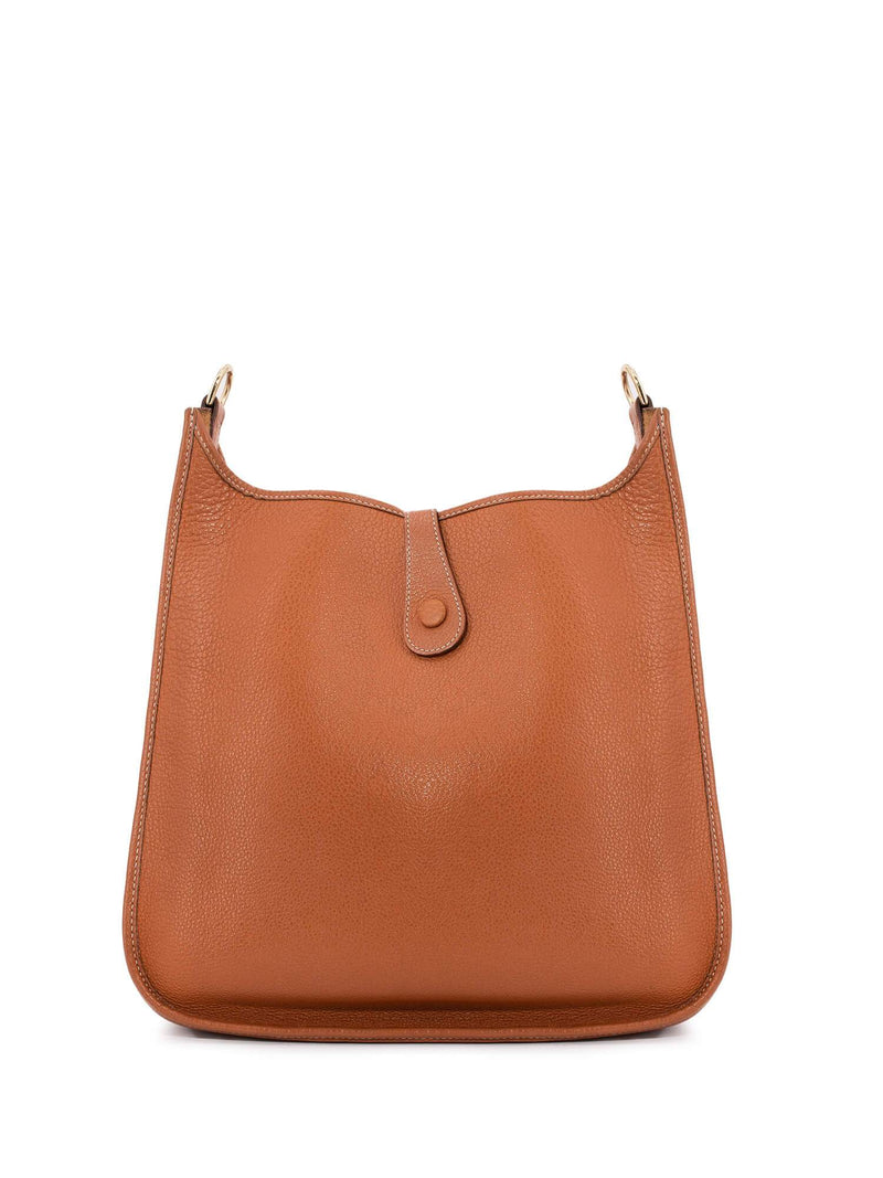 Hermes Togo Leather Evelyne Messenger Bag MM Brown-designer resale