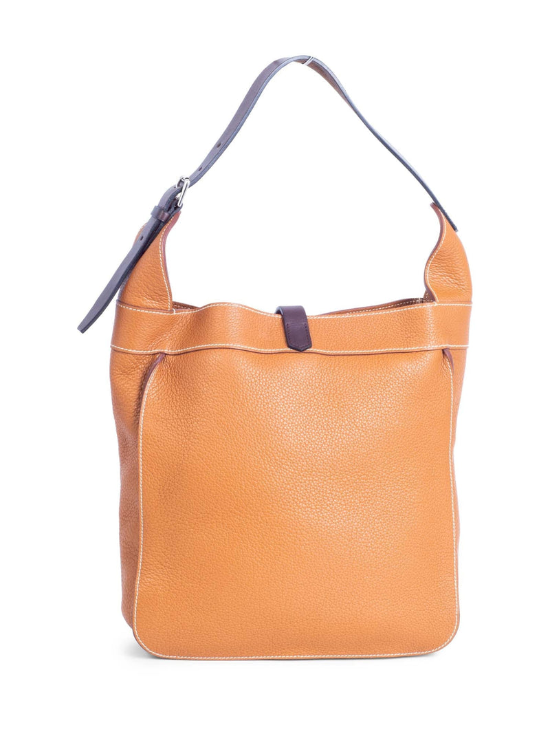 Hermes Togo Leather Hobo Bag Brown-designer resale