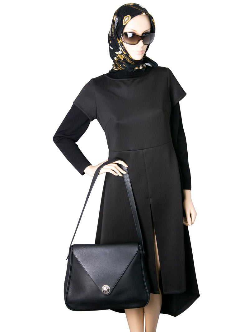 Hermes Togo Leather Large Christine Flap Bag Black-designer resale