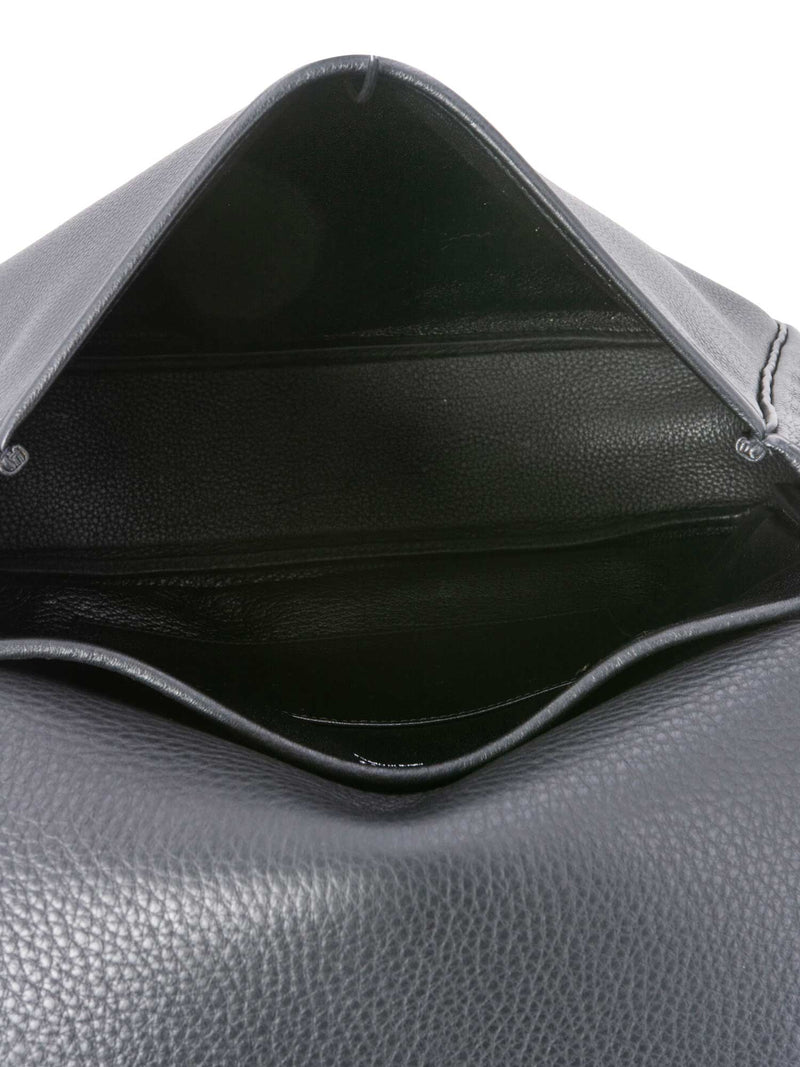 Hermes Togo Leather Large Christine Flap Bag Black-designer resale