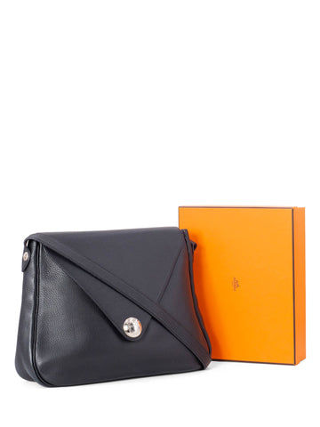 Hermes Togo Leather Large Christine Flap Bag Black-designer resale