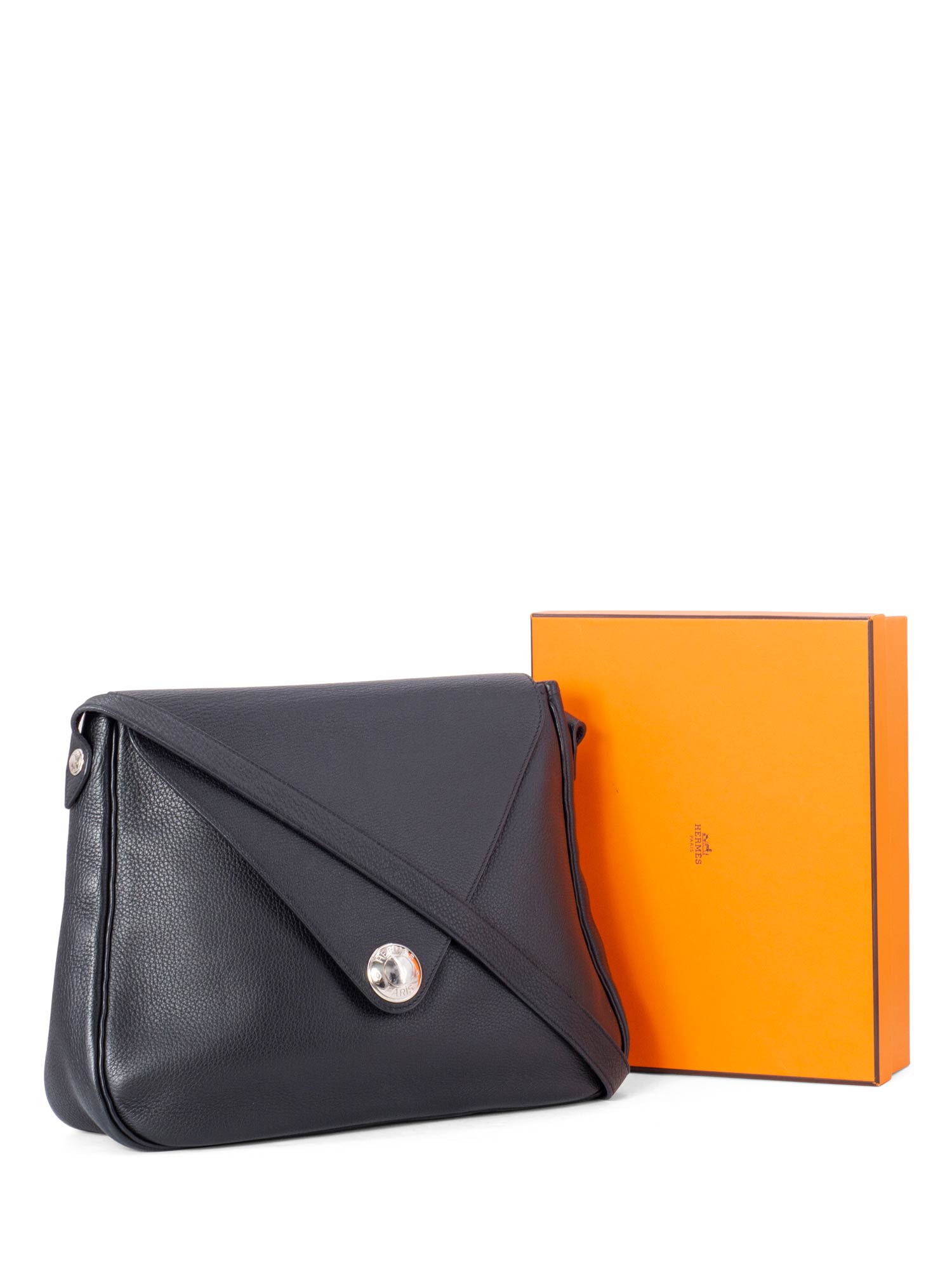 Hermes Togo Leather Large Christine Shoulder Bag Black-designer resale
