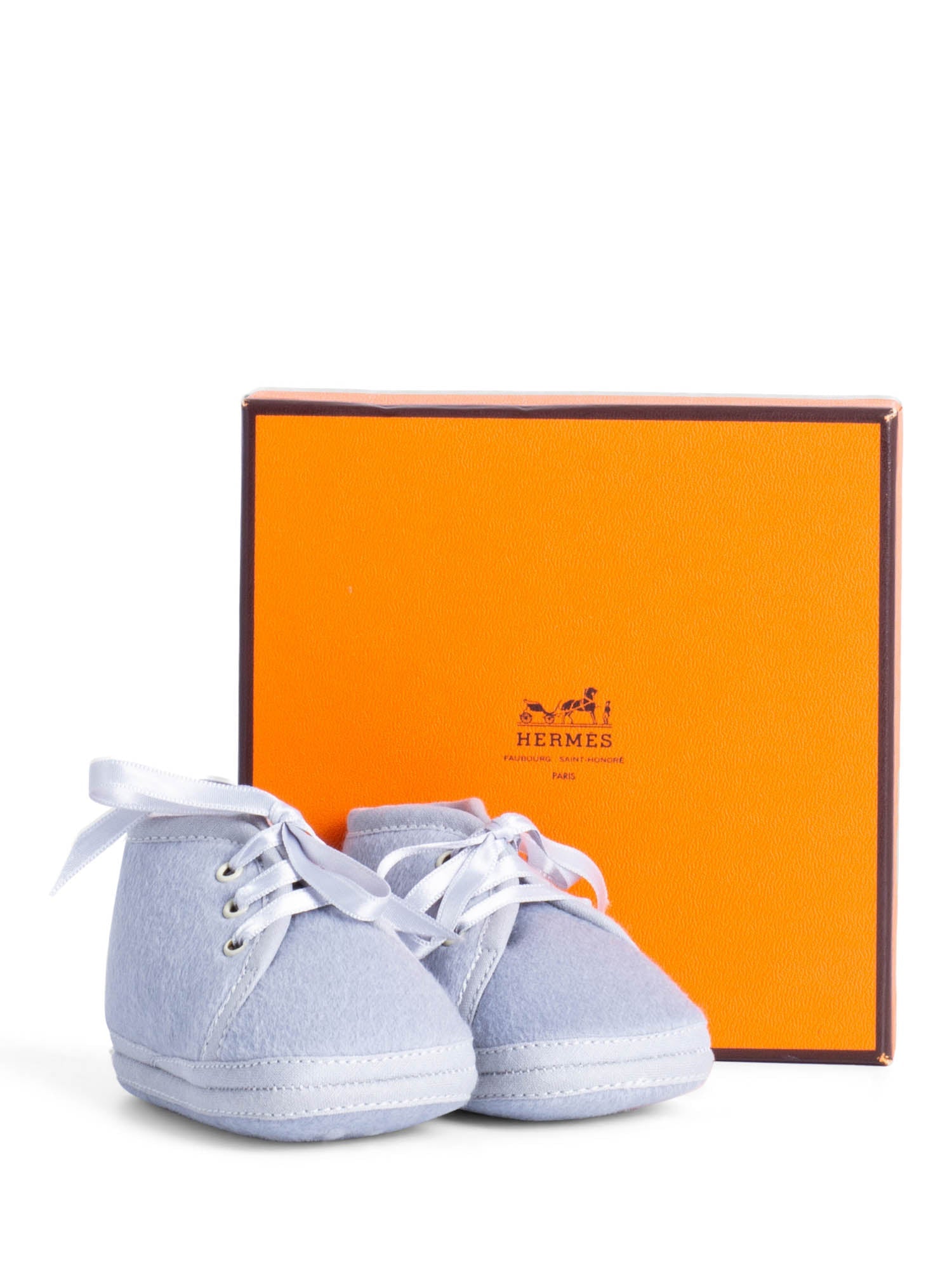 Hermes Wool Baby Shoes Blue-designer resale