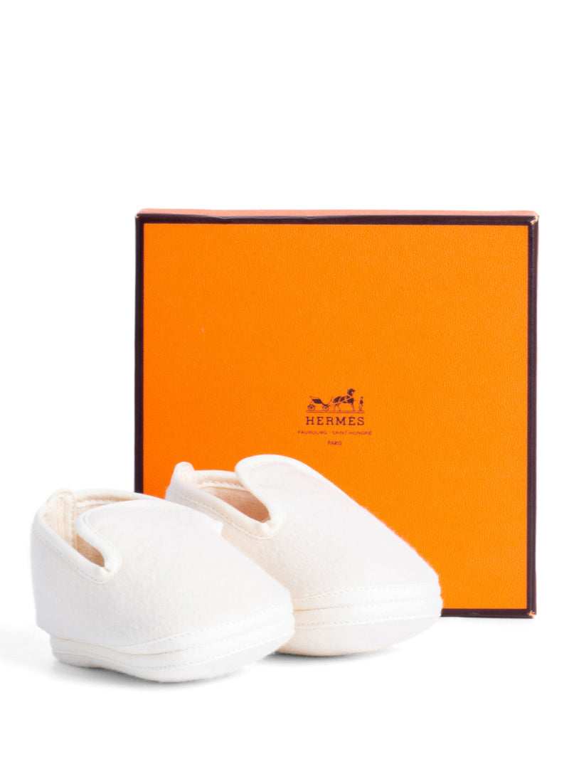 Hermes Wool Baby Shoes Ivory-designer resale