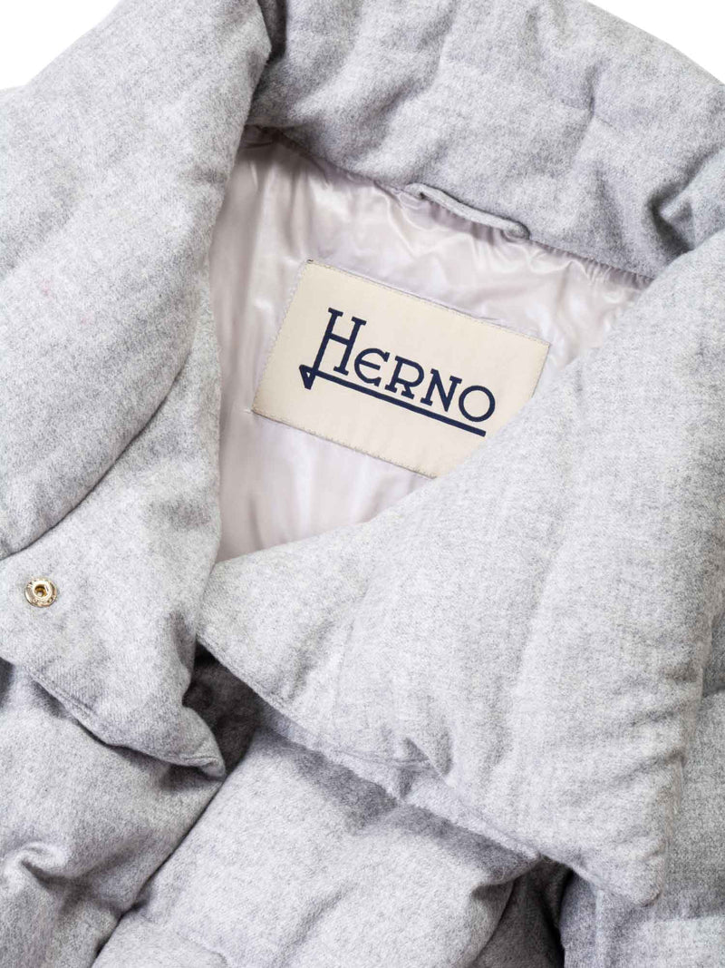 Herno Wide Neck Lightweight Goose Down Puffer Coat Grey-designer resale