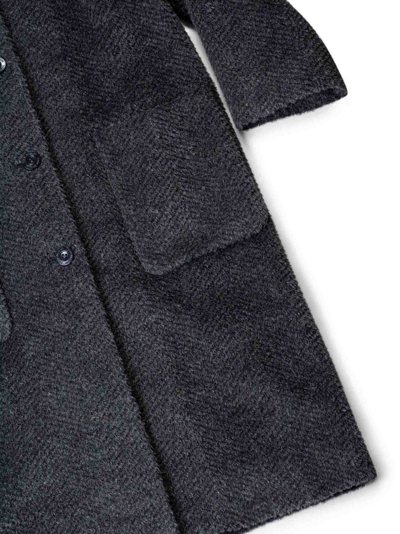 Isaac Mizrahi Alpaca Tweed Chinchilla Fur Collar Coat Green-designer resale