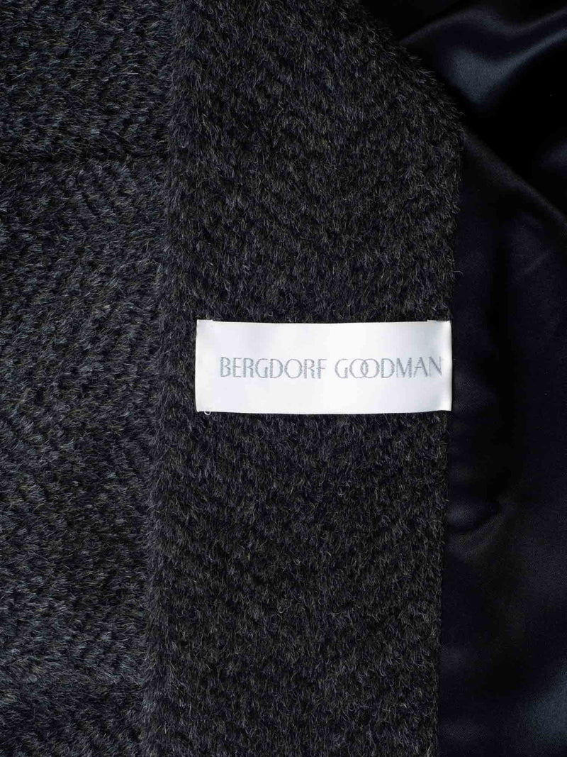 Isaac Mizrahi Alpaca Tweed Chinchilla Fur Collar Coat Green-designer resale