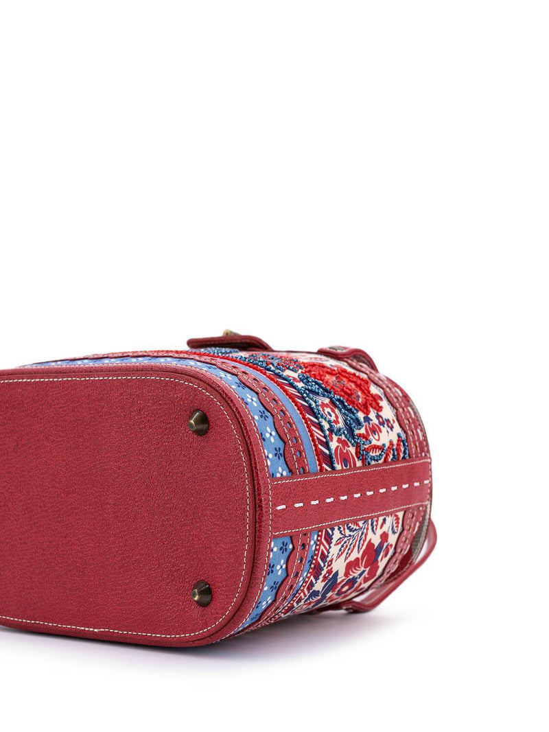 Isabella Fiore Vintage Embellished Flower Basket Bag Red-designer resale