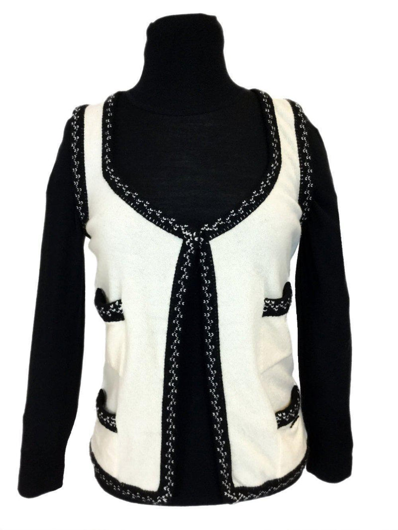 Ivory 100% Cashmere Fringy Top Vest with Pockets-designer resale