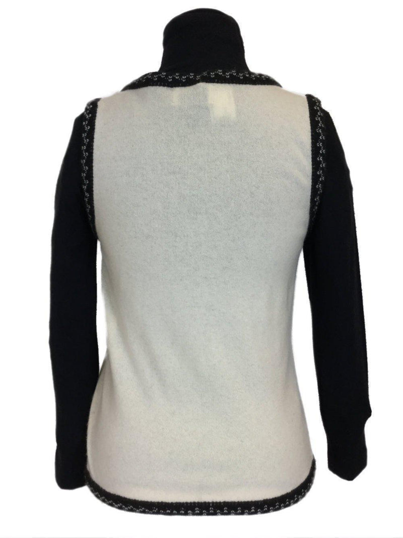 Ivory 100% Cashmere Fringy Top Vest with Pockets-designer resale